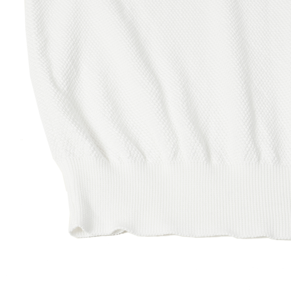 鹿の子編みスキッパーTシャツ　ホワイト