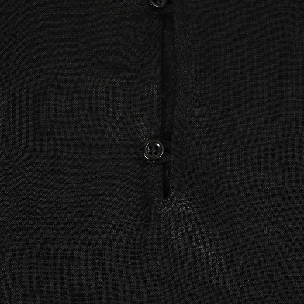POLO　AMALFI　リネン100%　バンドカラー　カプリシャツ　ブラック