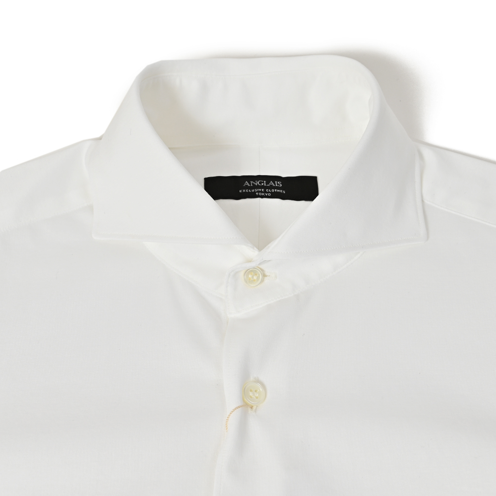 ハイゲージジャージホリゾンタルカラーシャツ（SlimFit） ホワイト