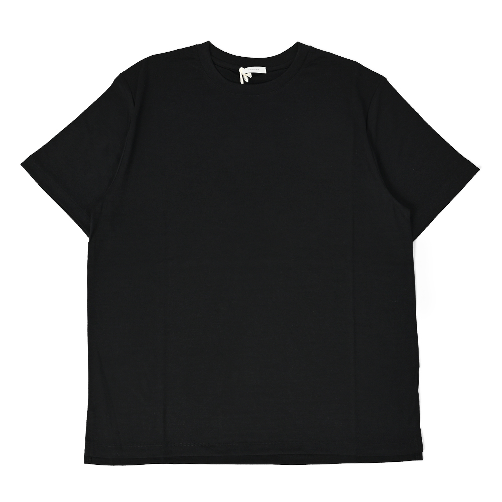 通年用 ウォッシャブルウール クルーネックTシャツ ブラック 