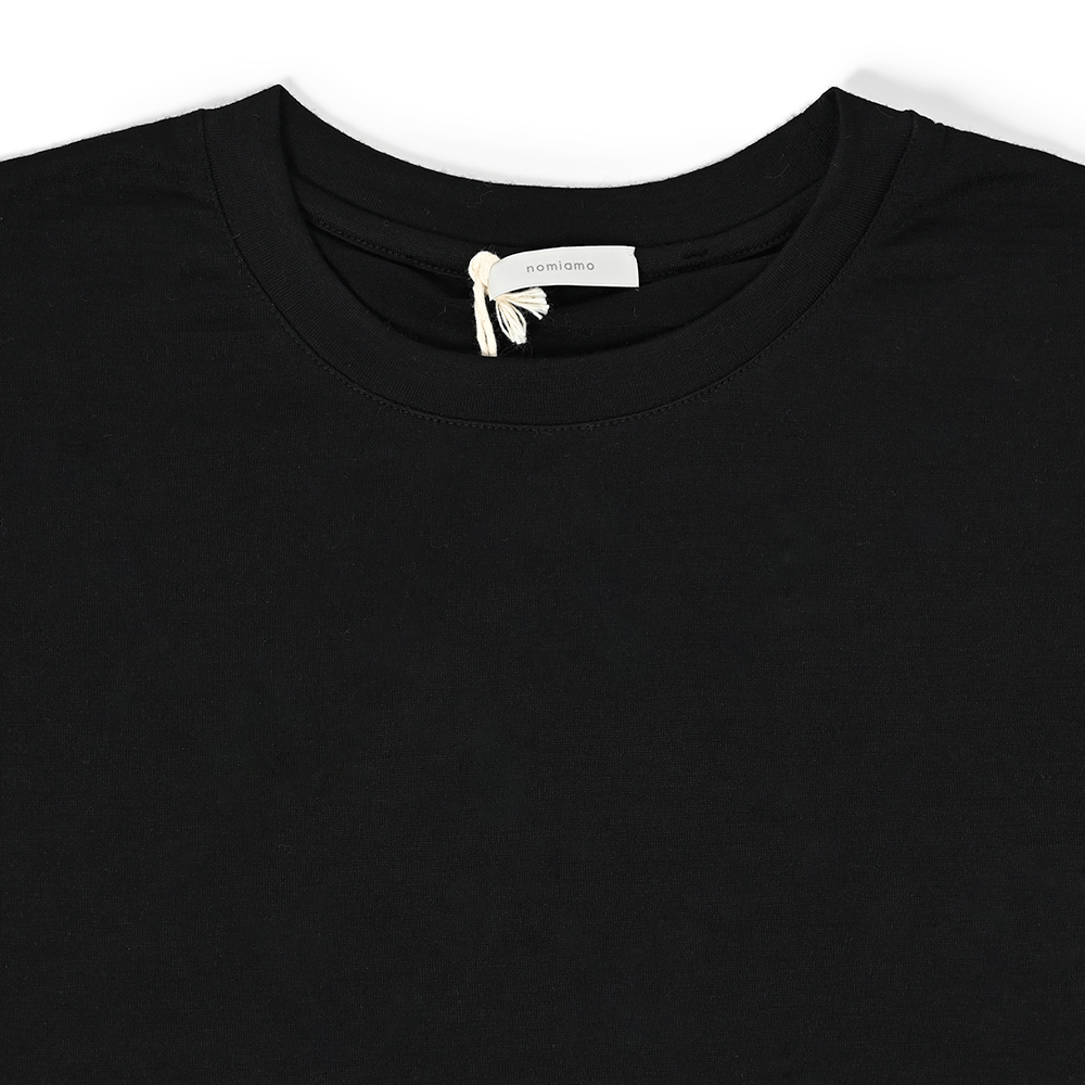 通年用 ウォッシャブルウール クルーネックTシャツ ブラック