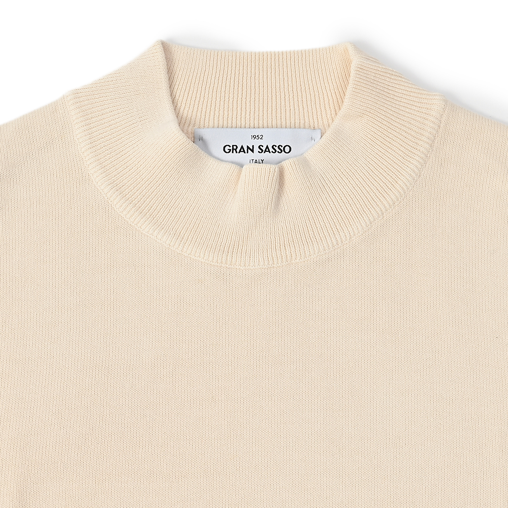 12ゲージソフトコットンモックネックニット ホワイト COLLECT W