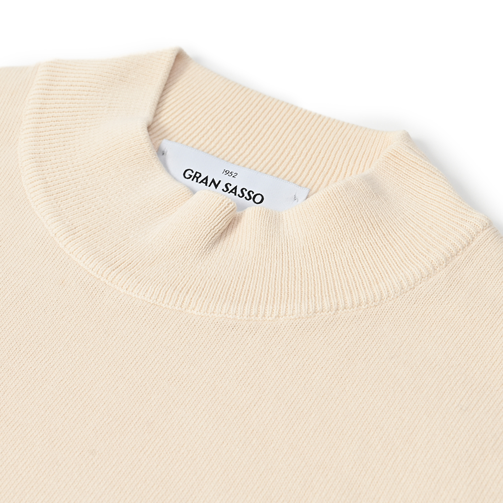 GRAN SASSO コットン 12G モックネックニット ホワイト 46 12ゲージソフトコットンモックネックニット ホワイト