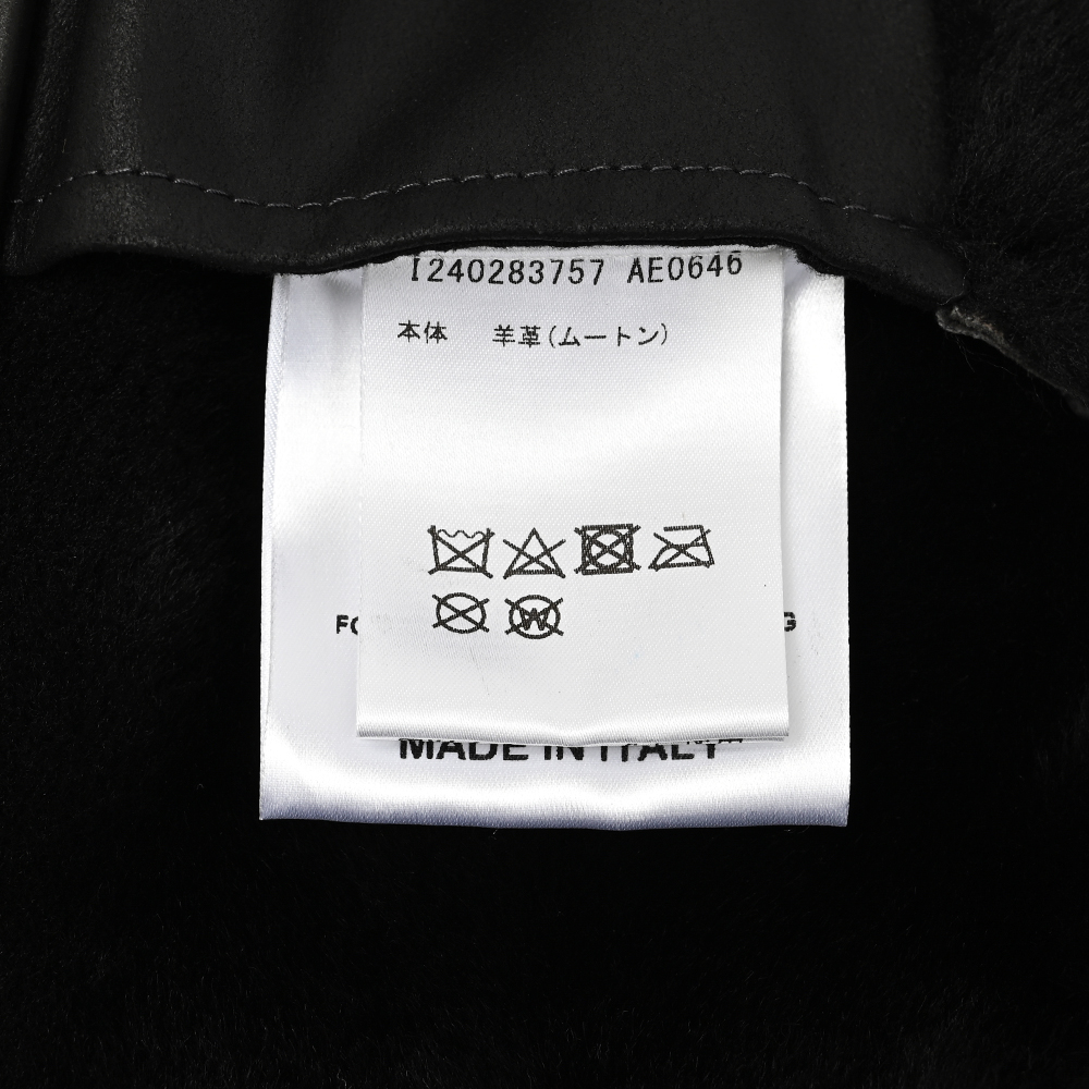 ムートンレザースタンドカラーダブルジップブルゾン チャコールグレー