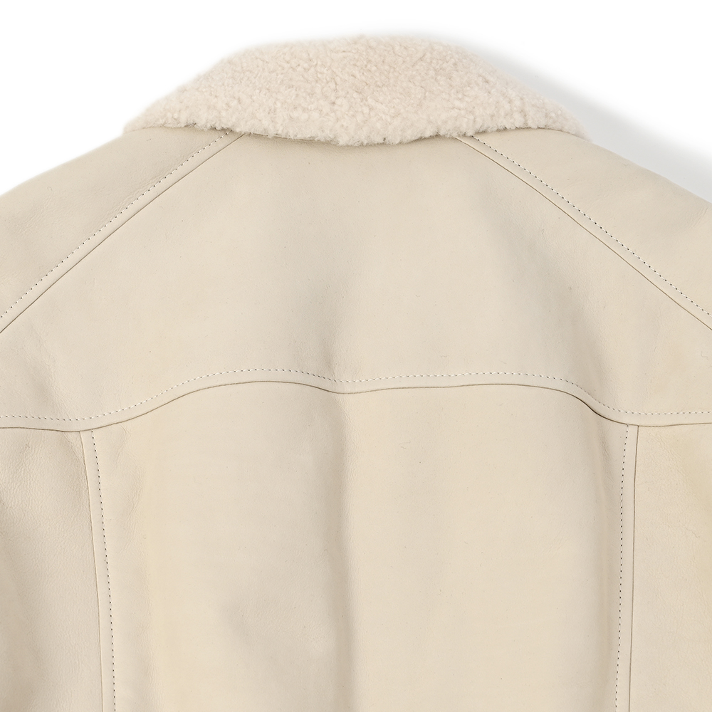 ムートンレザーA-2フライトジャケット ホワイト COLLECT W | よろずを