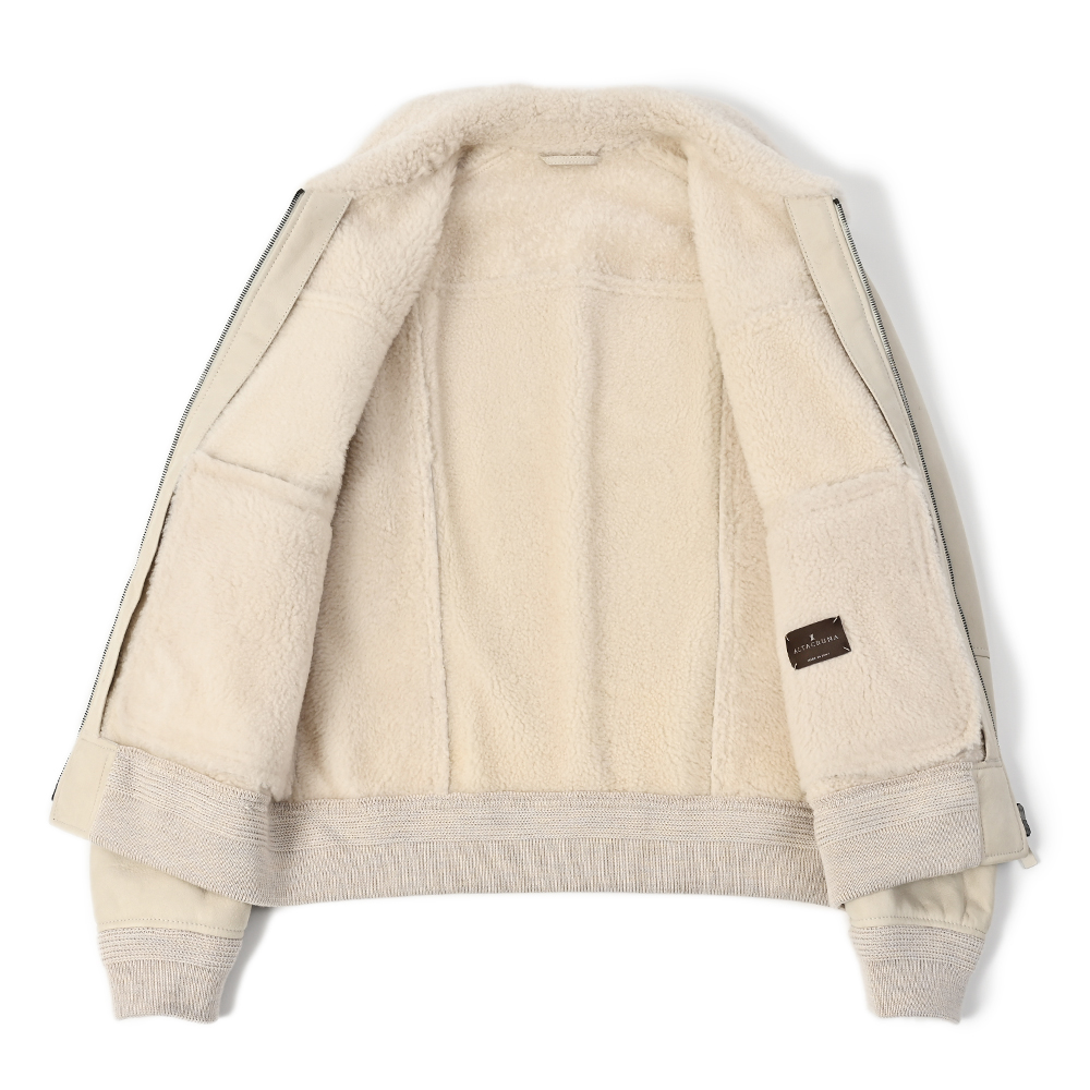 ムートンレザーA-2フライトジャケット ホワイト COLLECT W | よろずを
