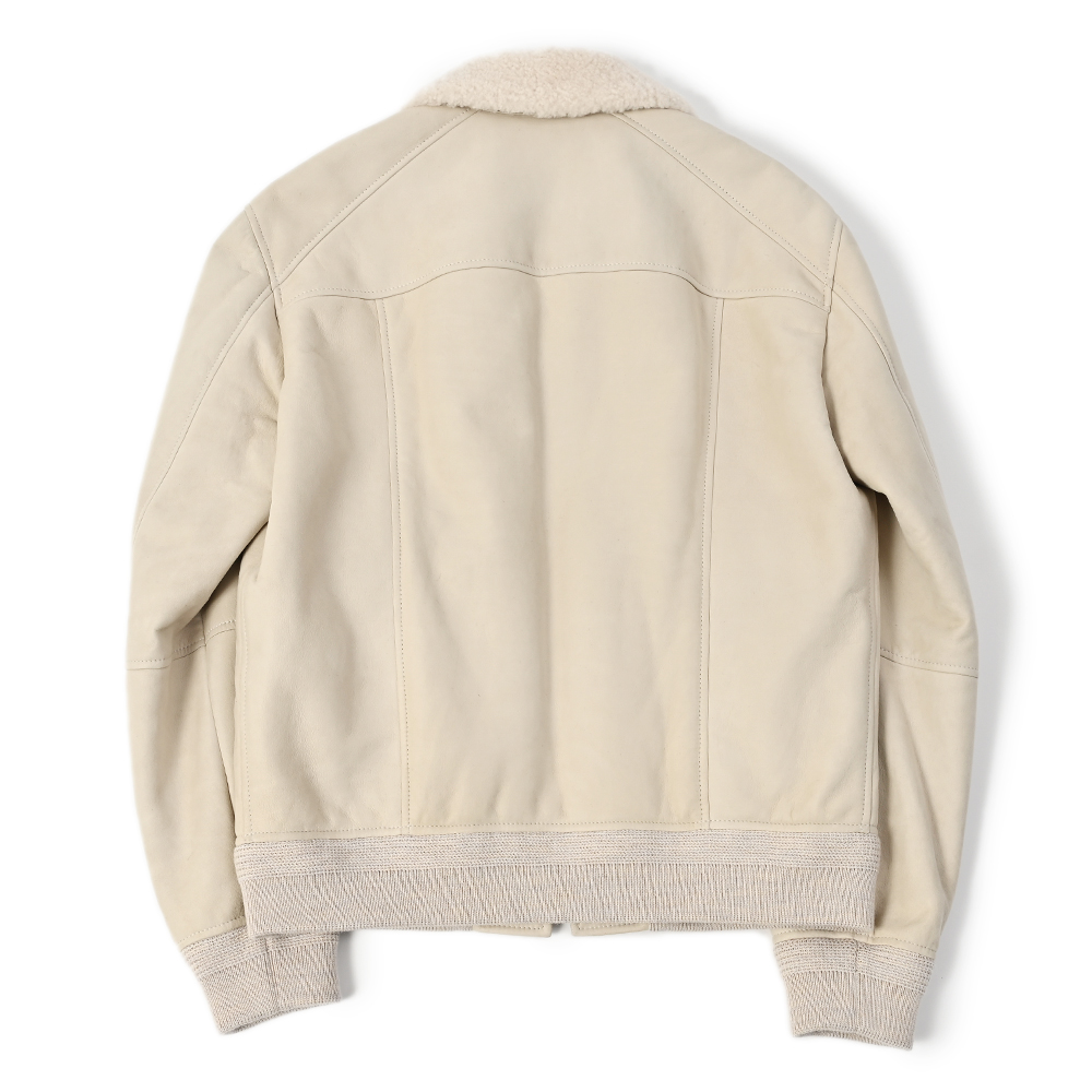 ムートンレザーA-2フライトジャケット ホワイト トラディショナル
