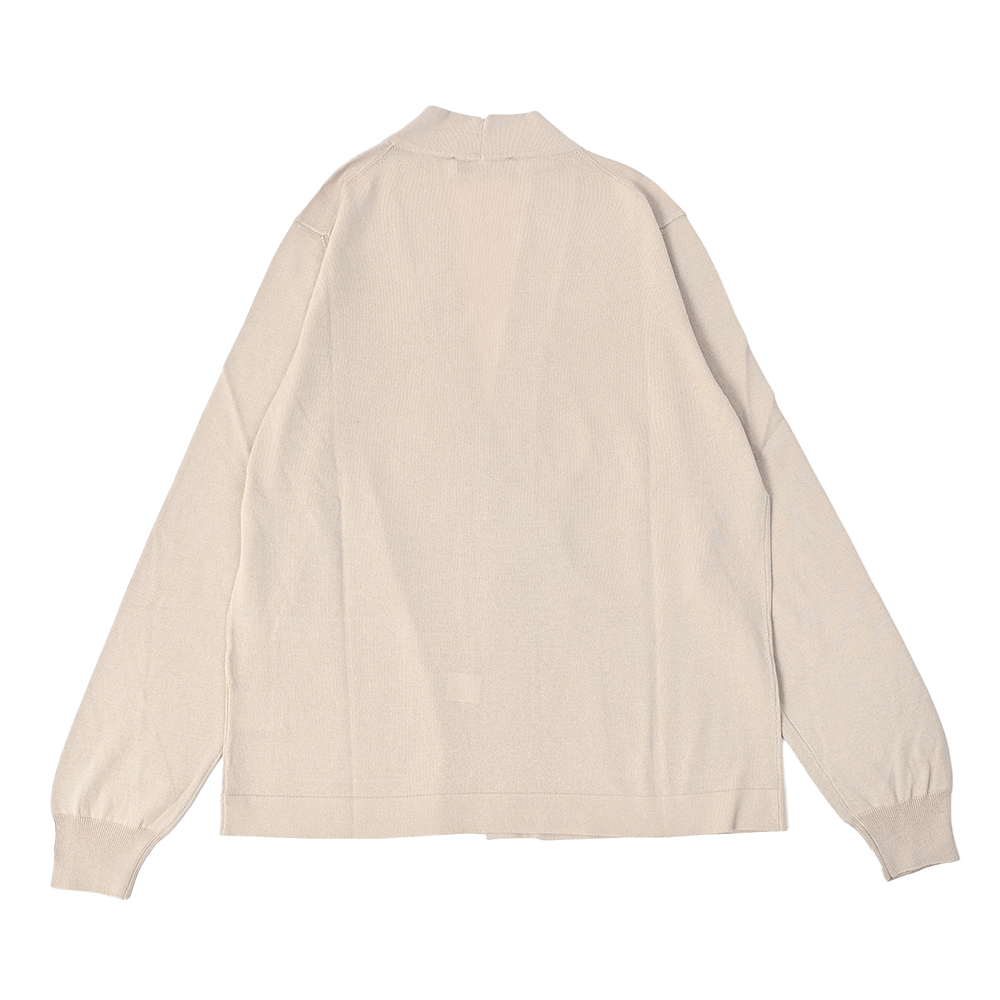 コットンソリッドボタンレスニットカーディガン ベージュ