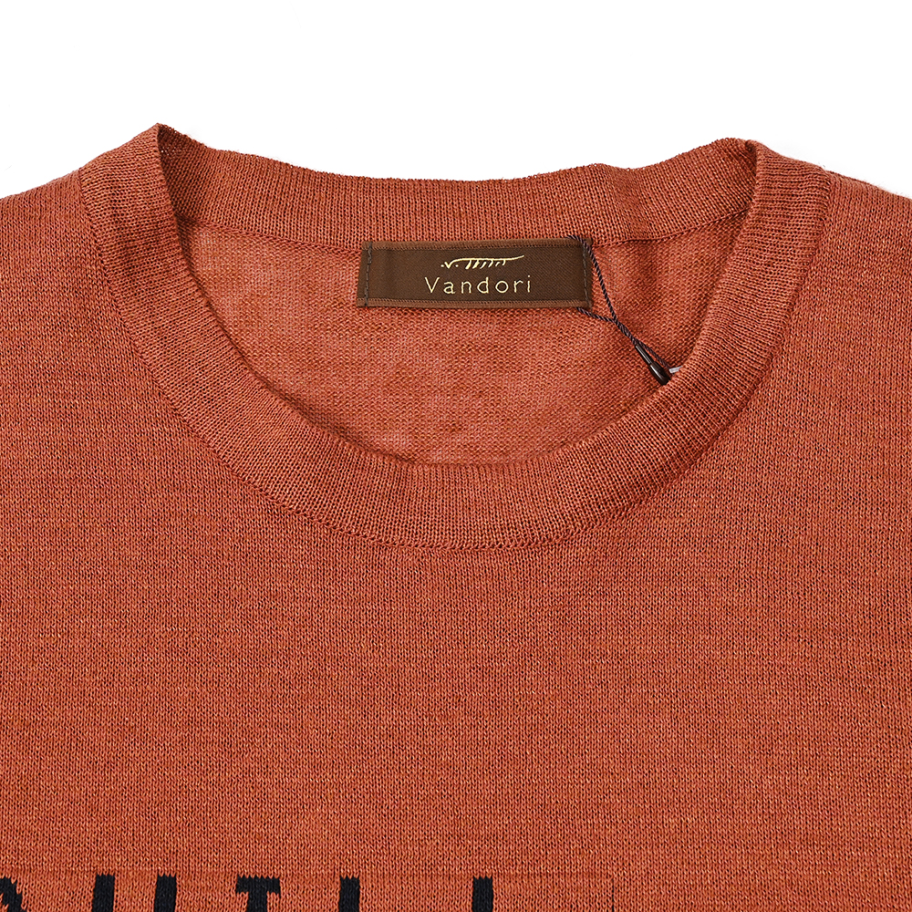 リネンコットン CHILL レタードTシャツ テラコッタ トラディショナル