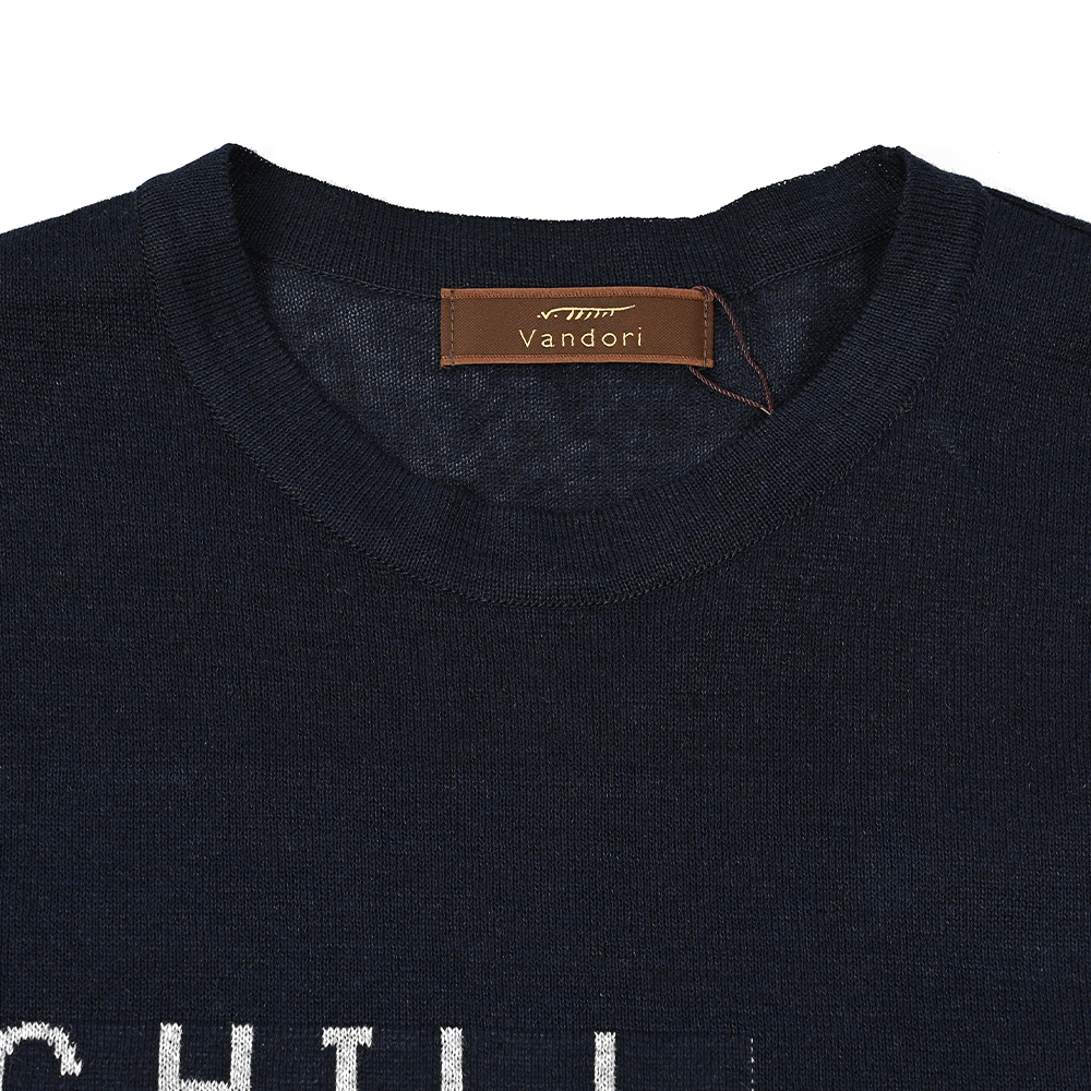 Vandori BluBre リネンコットンCHILLレタードTシャツ リネンコットン CHILL レタードTシャツ ネイビー トラディショナル