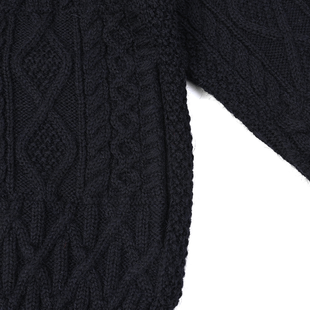 Complex cable knit Hooded Zip up ミッドナイトネイビー Traditional