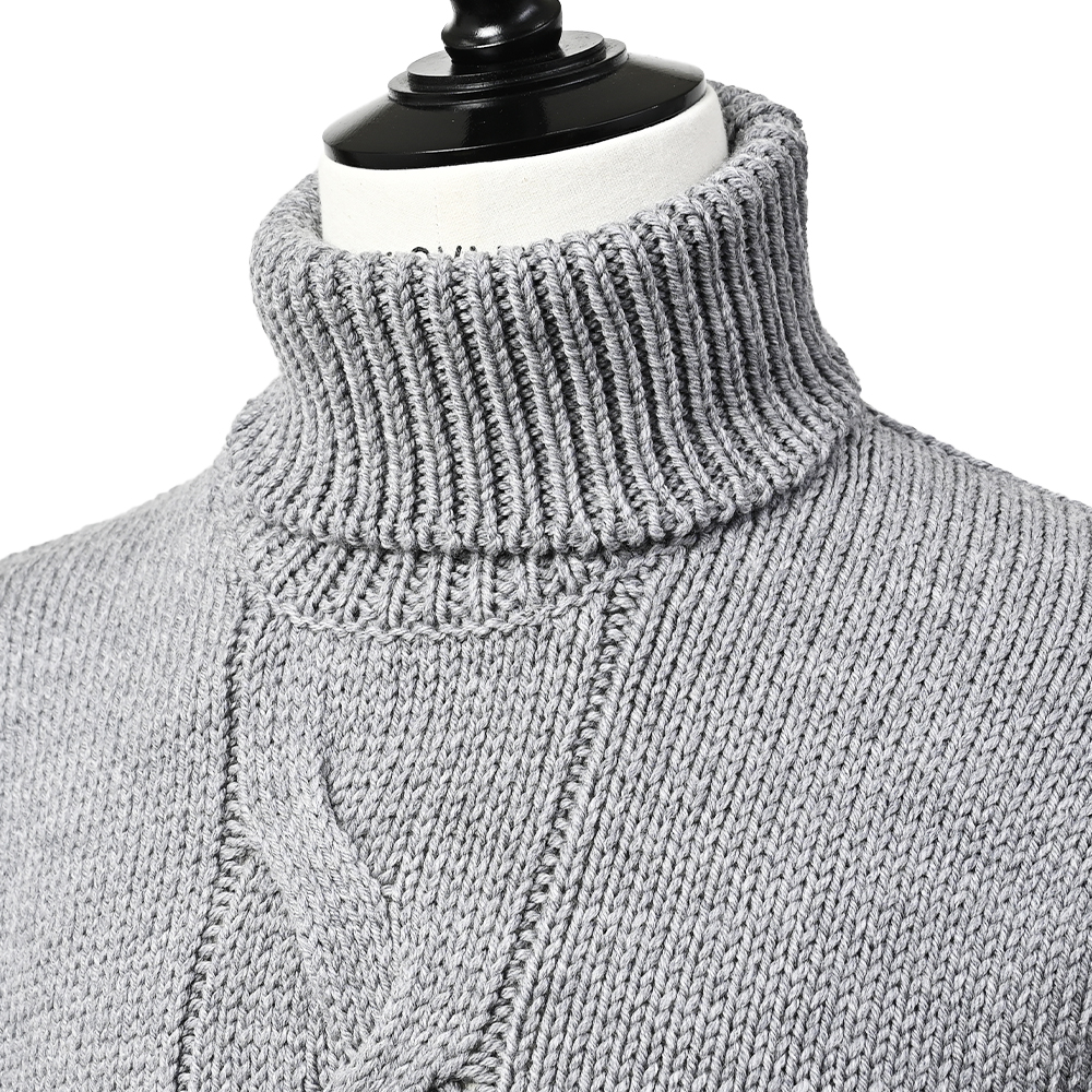 ケーブルタートルネックニット グレー トラディショナルスタンダード