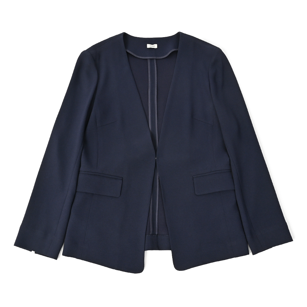 【38サイズ】TRUSSARDI ノーカラー ジャケット ネイビー系 38サイズ】TRUSSARDI ノーカラー ジャケット ネイビー系