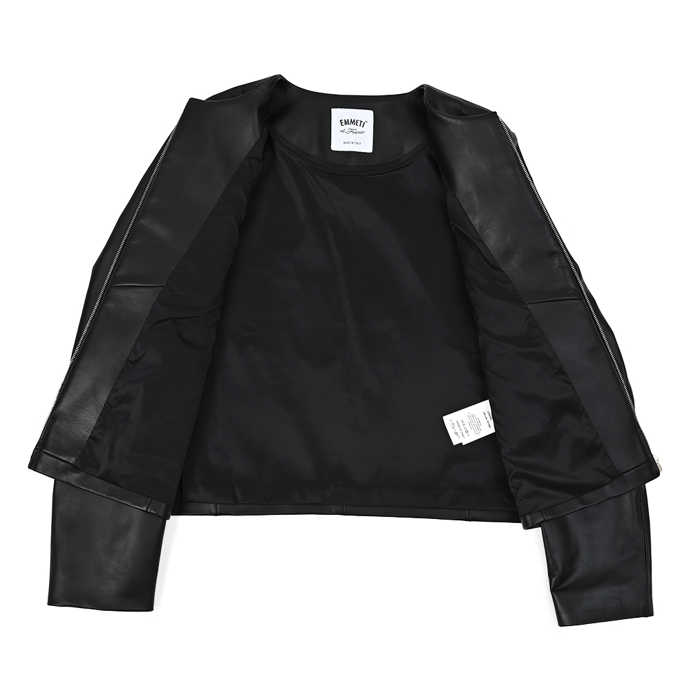 レザーノーカラージャケット ブラック トラディショナルスタンダード