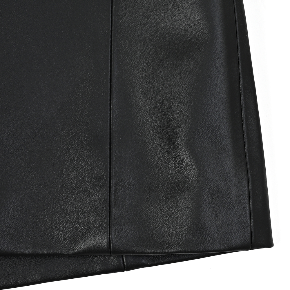 レザーノーカラージャケット ブラック トラディショナルスタンダード