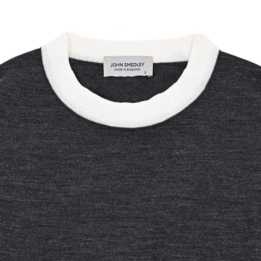 バイカラーニット チャコールグレー×ホワイト トラディショナル