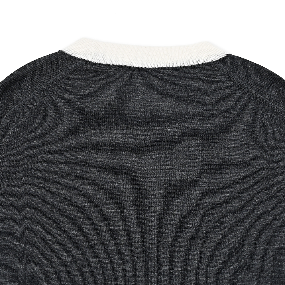バイカラーニット チャコールグレー×ホワイト トラディショナル